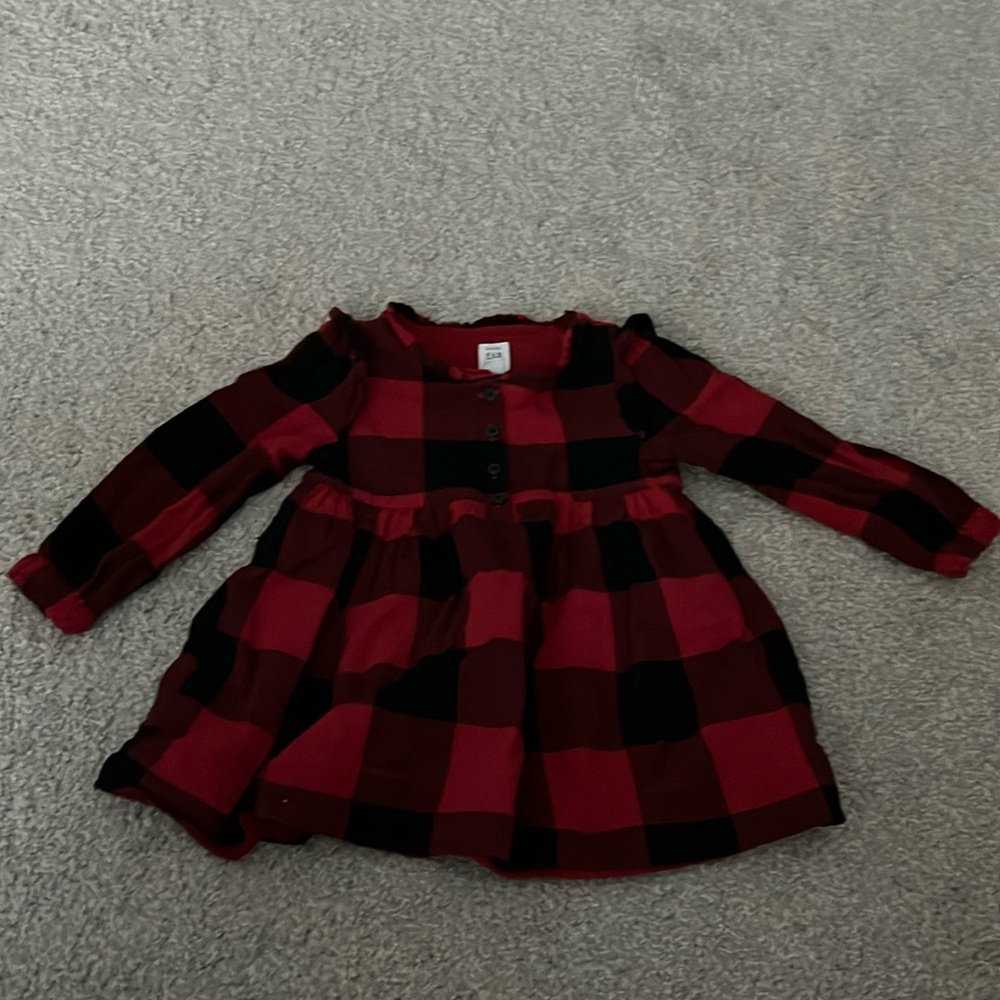 Baby Gap Black Red Buffalo Plaid Holiday Christmas Dress | 18-24 months